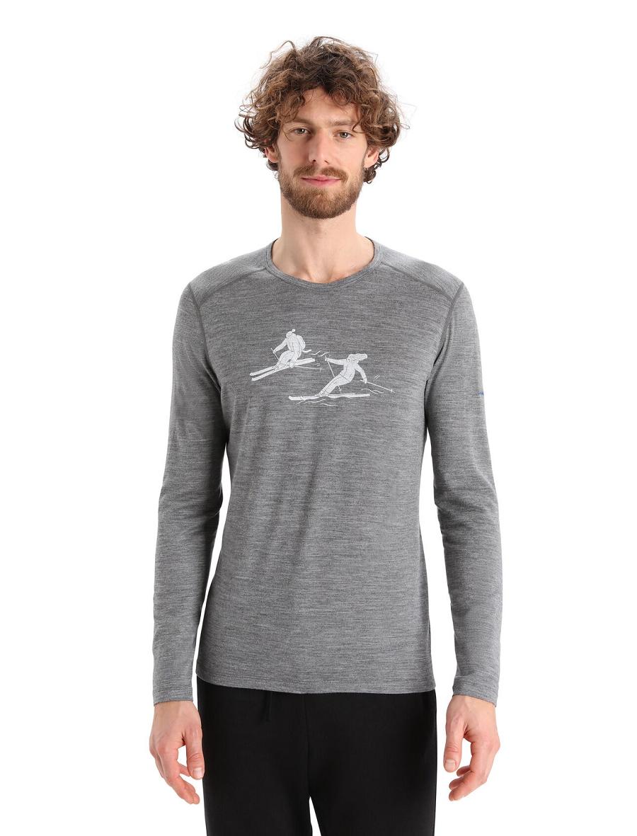 Base Layers Icebreaker Merino 200 Oasis Long Sleeve Crewe Last Run Męskie Szare | PL 1609LISH